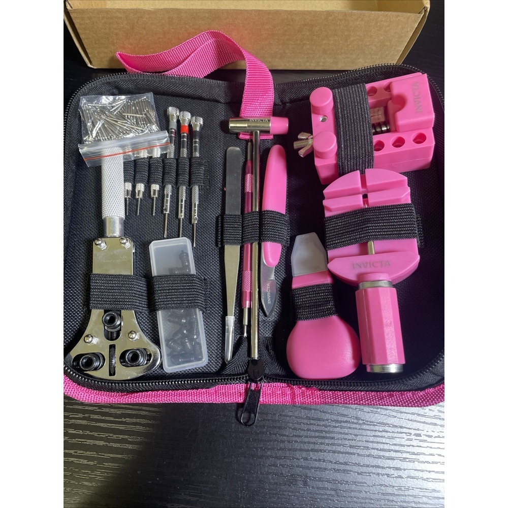 Invicta ITK-008 Watch Travel Repair Kit Tool Set Pink/White New In Box